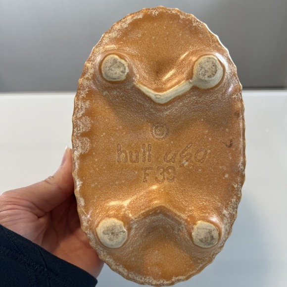 Hull Pottery vintage planter sponge orange USA F 39 - Picture 3 of 7